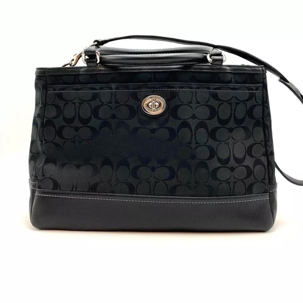 Coach Park Signature Large Carryall - Fabric with Leather Trim - Black
